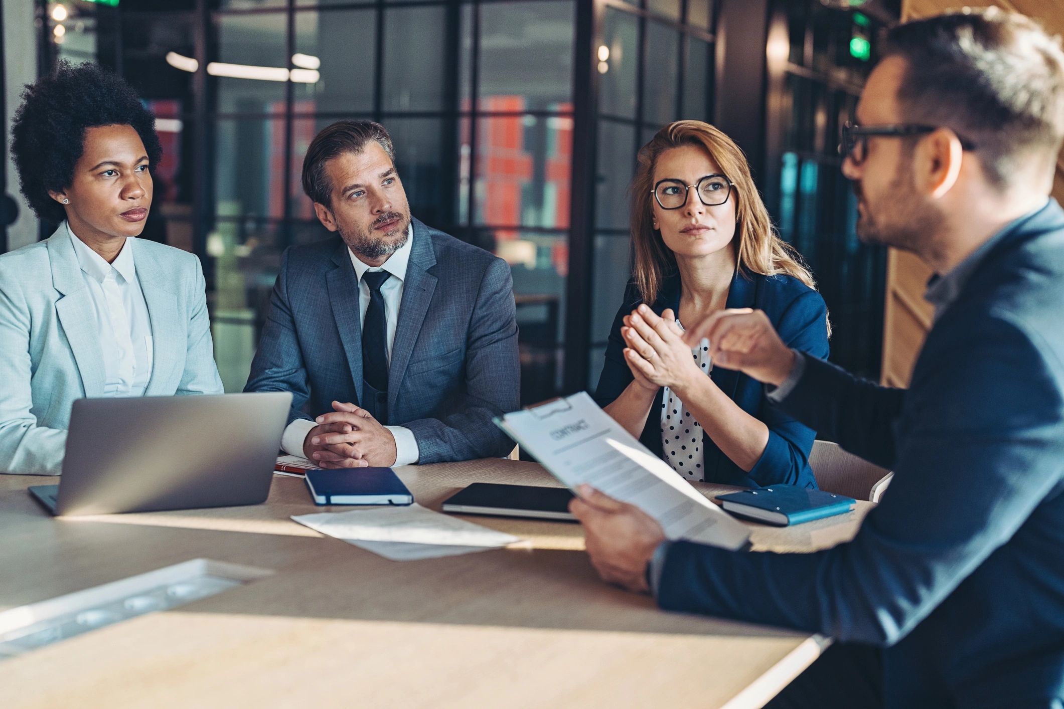 Advisor presenting during a client meeting