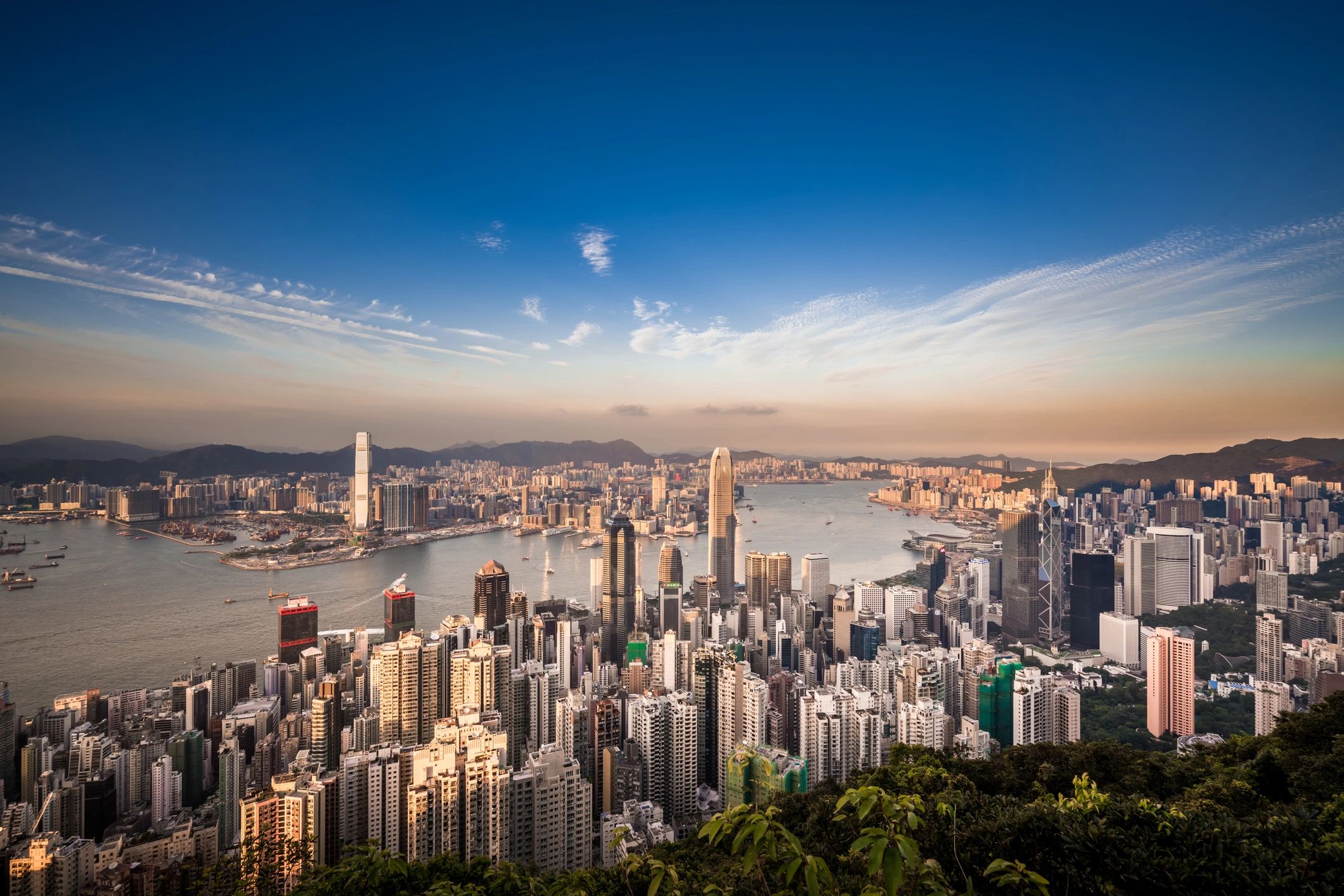 Hong Kong skyline at sunset